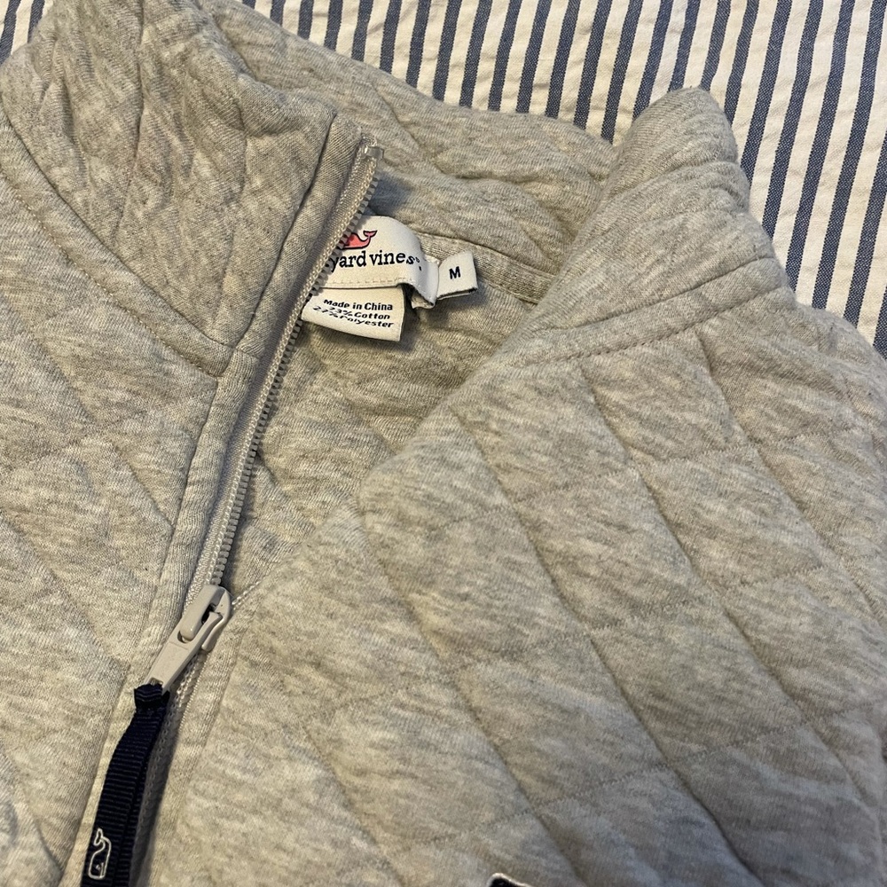 VINEYARD VINES WOMENS GRAY QUILTED 1/4 ZIP SIZE M